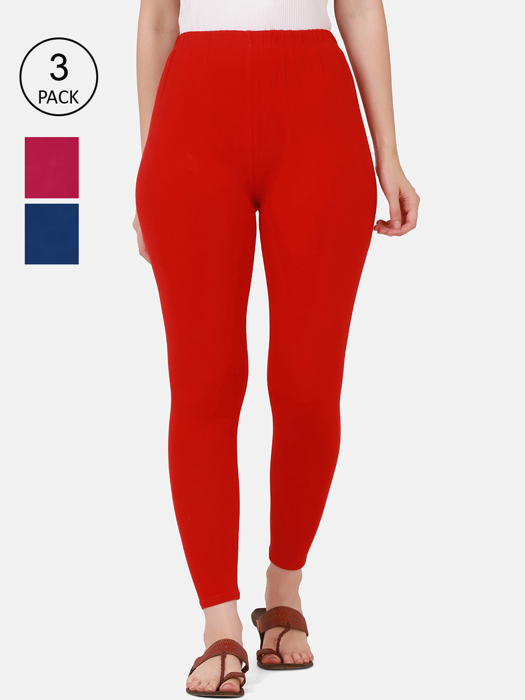 

BUY NEW TREND Women Pack Of 3 Solid Ankle-Length Leggings, Blue