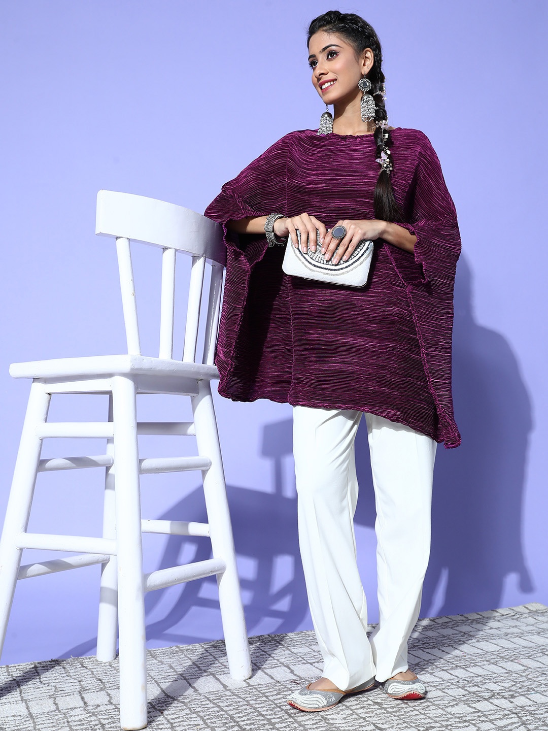 

InWeave Charming Purple Solid Plisse Top
