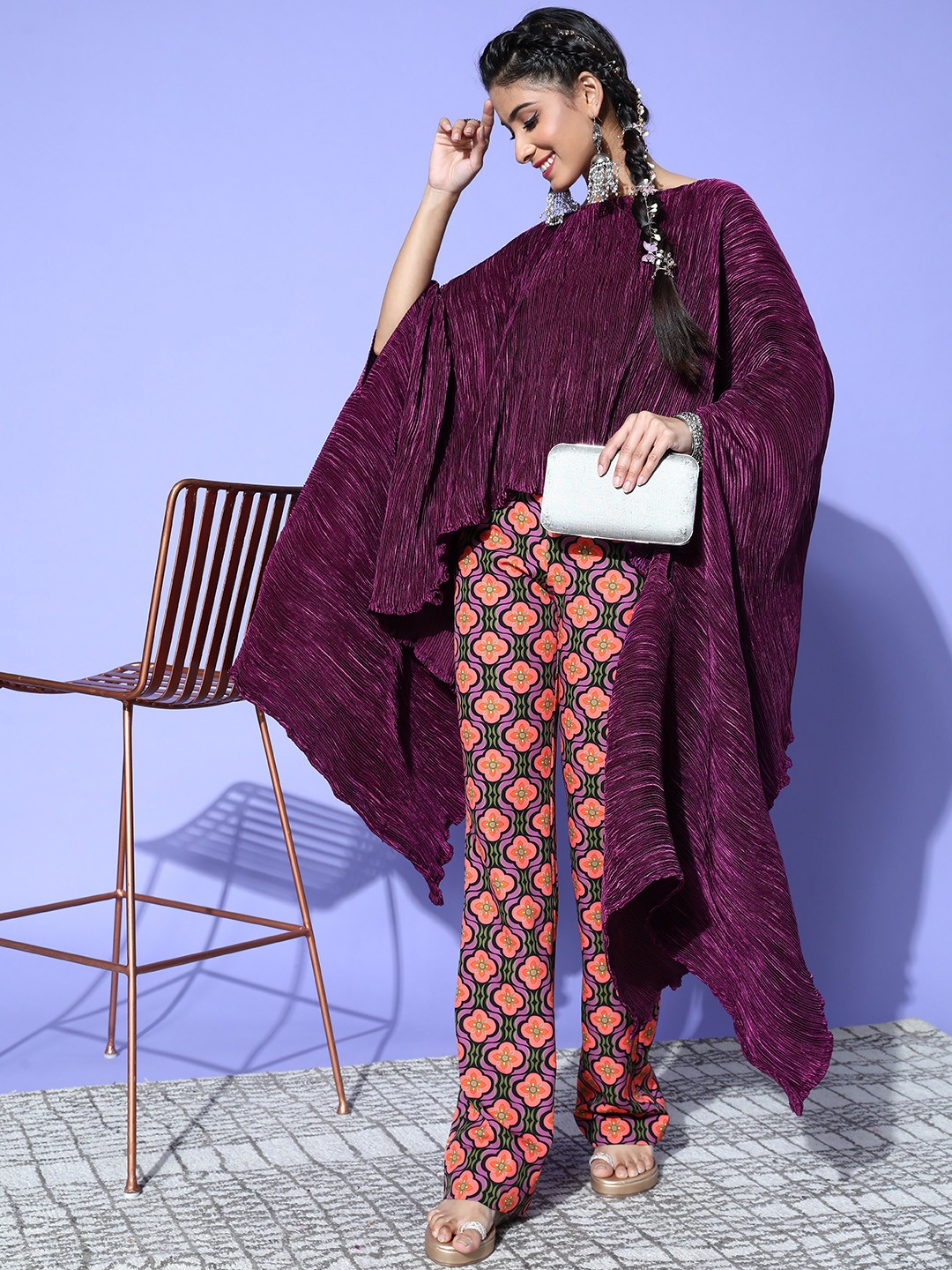 

InWeave Purple Solid Plisse Top