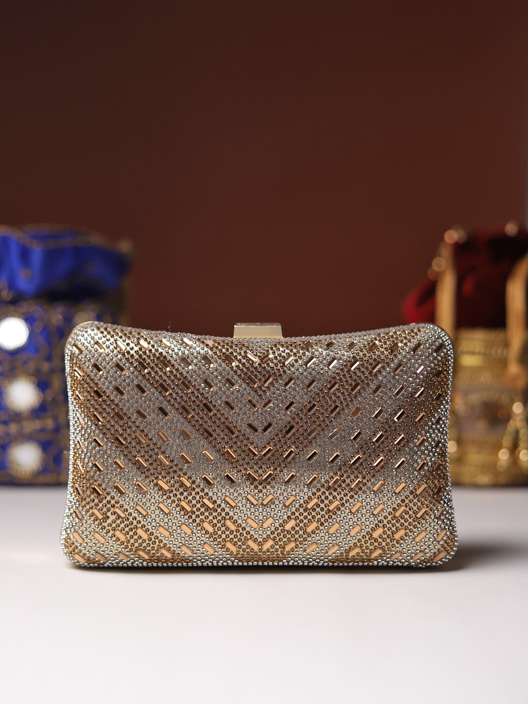 

LIKAA Gold-Toned Embellished Purse Clutch