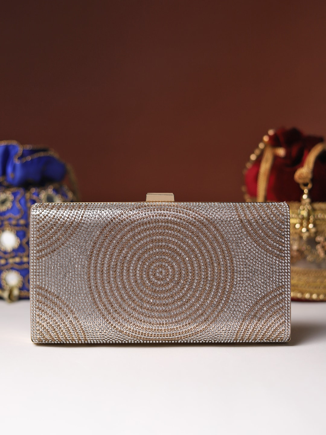 

LIKAA Gold-Toned Embellished Box Clutch