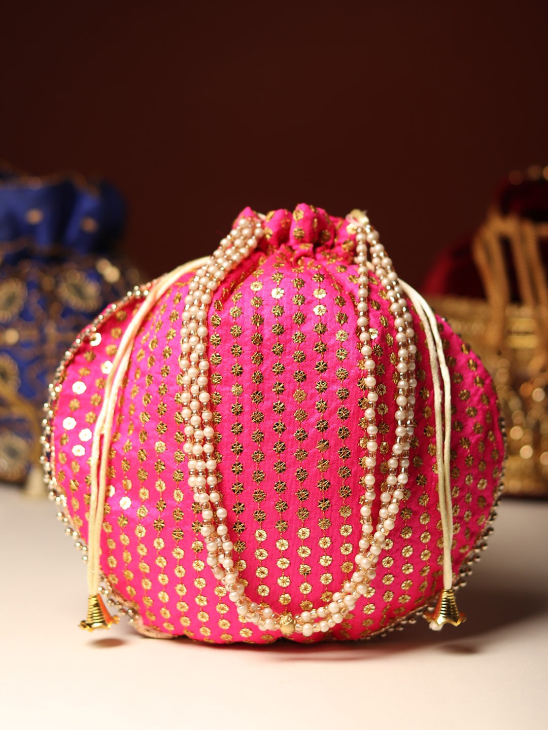 

LIKAA Pink Embellished Potli Clutch