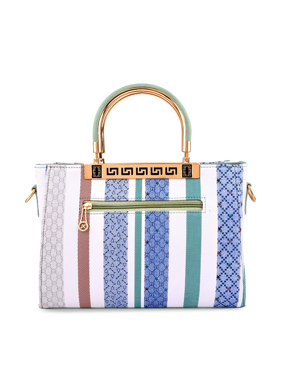 

SXF SPEED X FASHION Green Printed PU Oversized Structured Handheld Bag