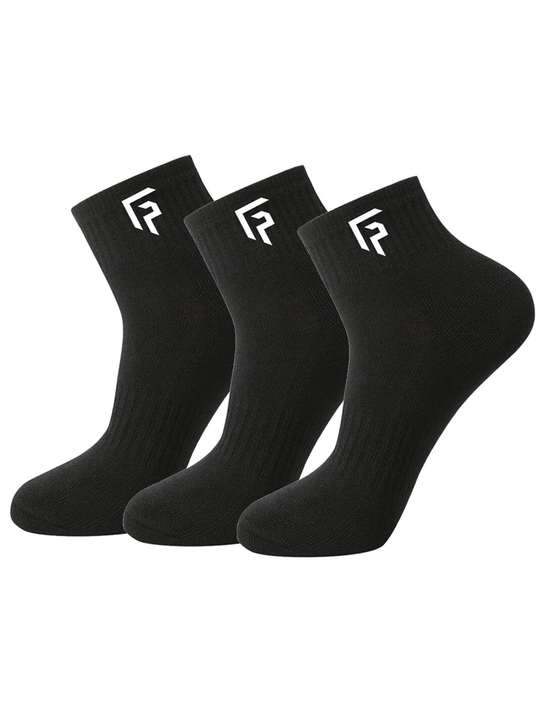 

FOOTPRINT 3 Pairs Unisex Anti Odour Organic Cotton Ankle-Length Terry Sports Bamboo Socks, Black