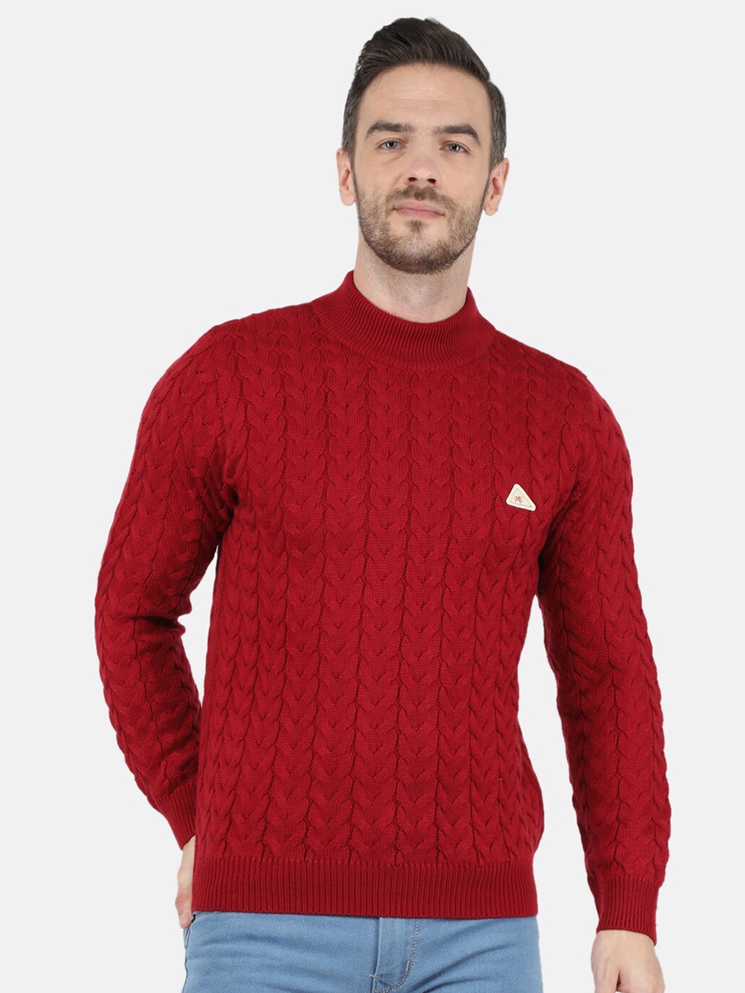

Monte Carlo Men Maroon Ribbed Pullover