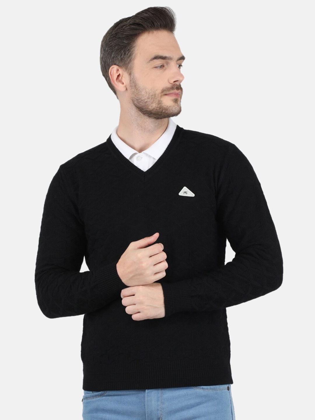 

Monte Carlo Men Black Cable Knit Pullover