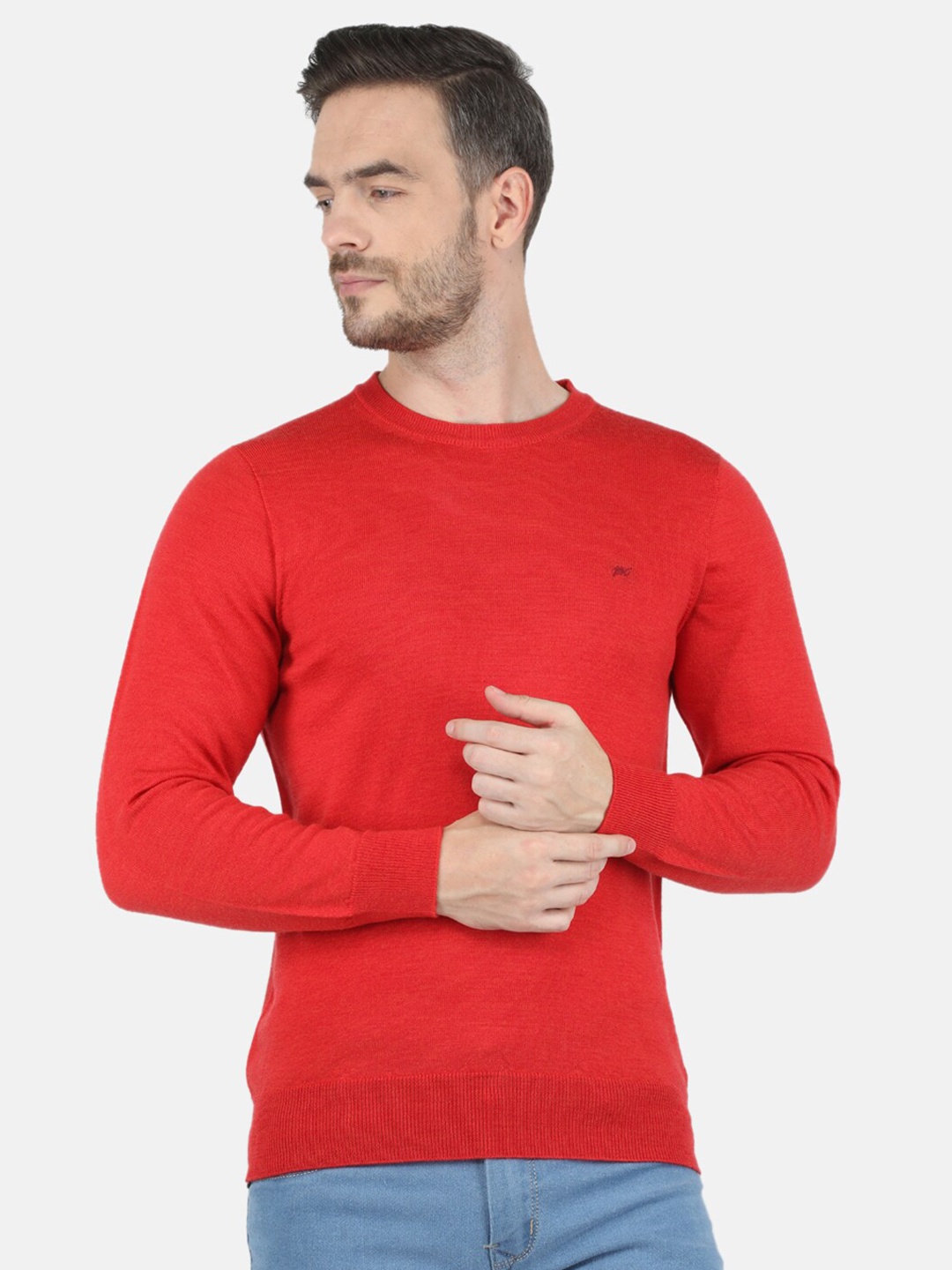 Monte Carlo Men Red Solid Pullover