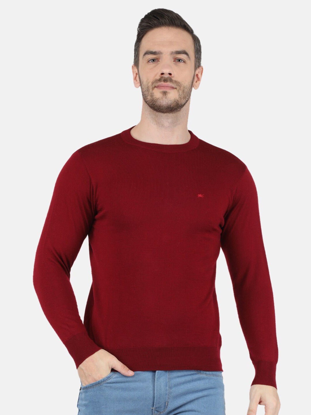 

Monte Carlo Men Maroon Pure Wool Sweater