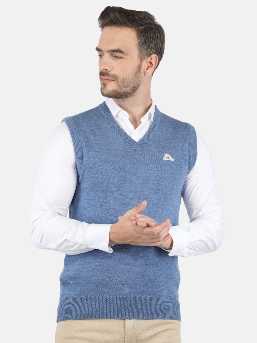 

Monte Carlo Men Blue Pure Wool Sweater Vest
