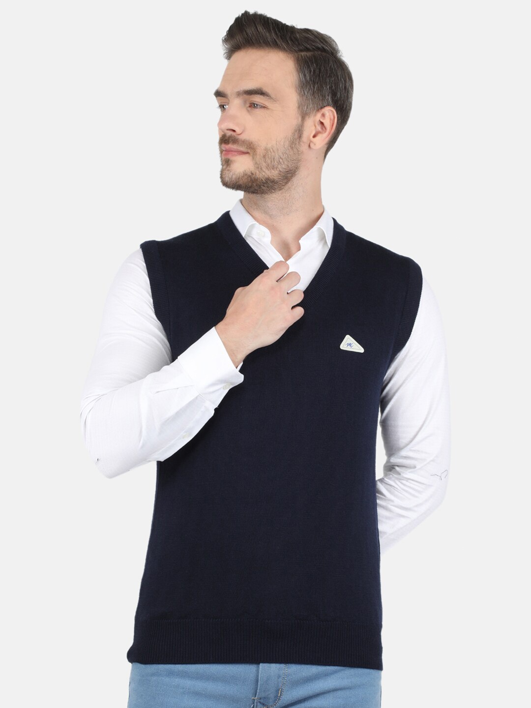 

Monte Carlo Men Navy Blue Pure Wool Sweater Vest