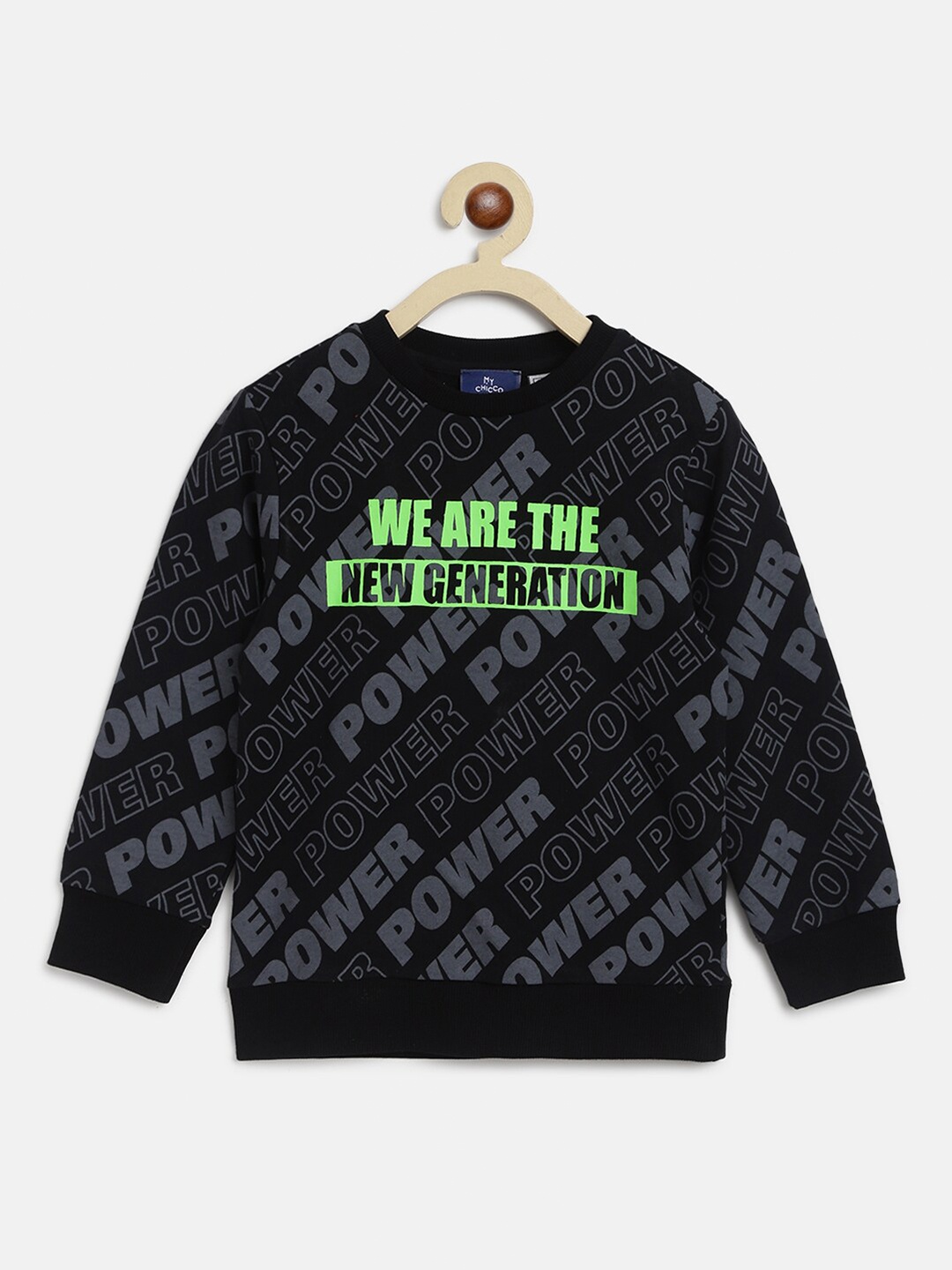 

Chicco Boys Black Typography Printed Sweatshirt