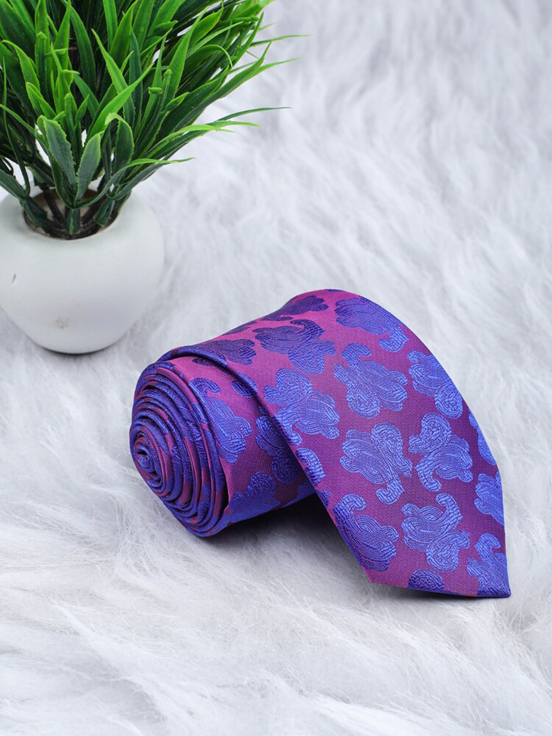 

ELLIS Men Purple Woven Design Ascot Tie