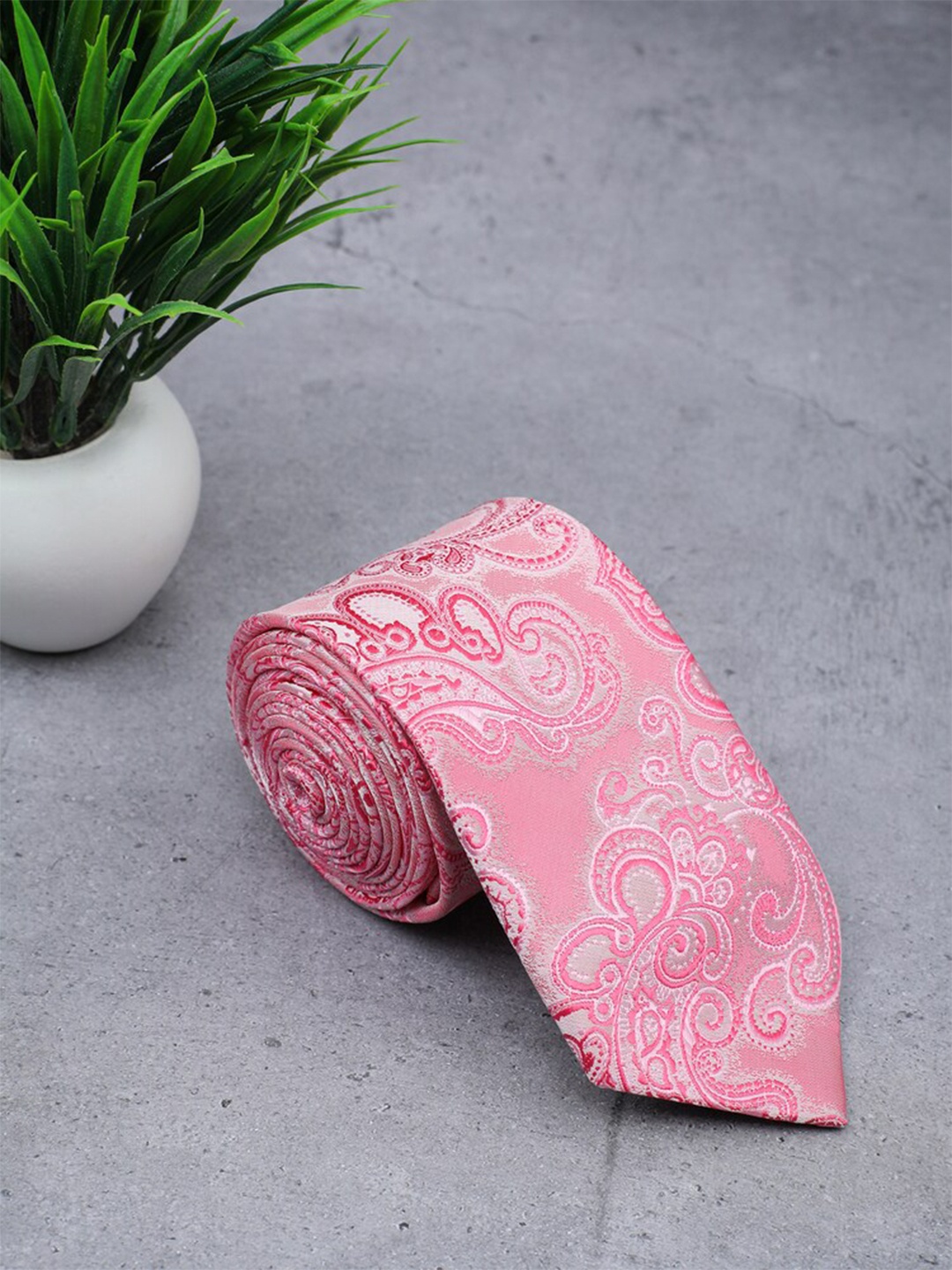 

ELLIS Men Pink & White Printed Broad Tie