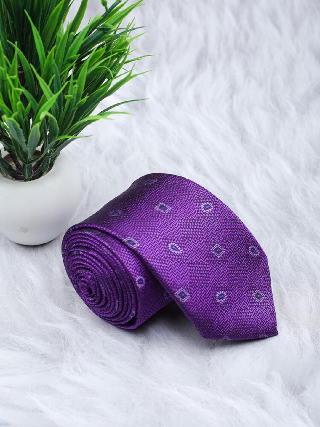 

ELLIS Men Purple & Blue Woven Design Broad Tie