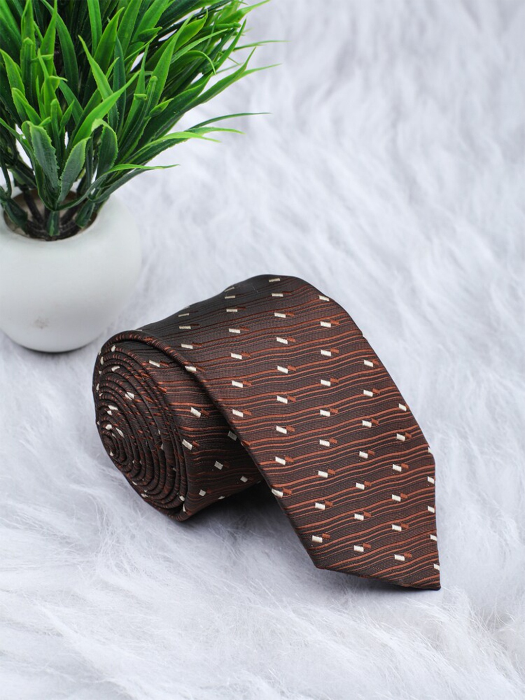 

ELLIS Men Brown & White Printed Broad Tie