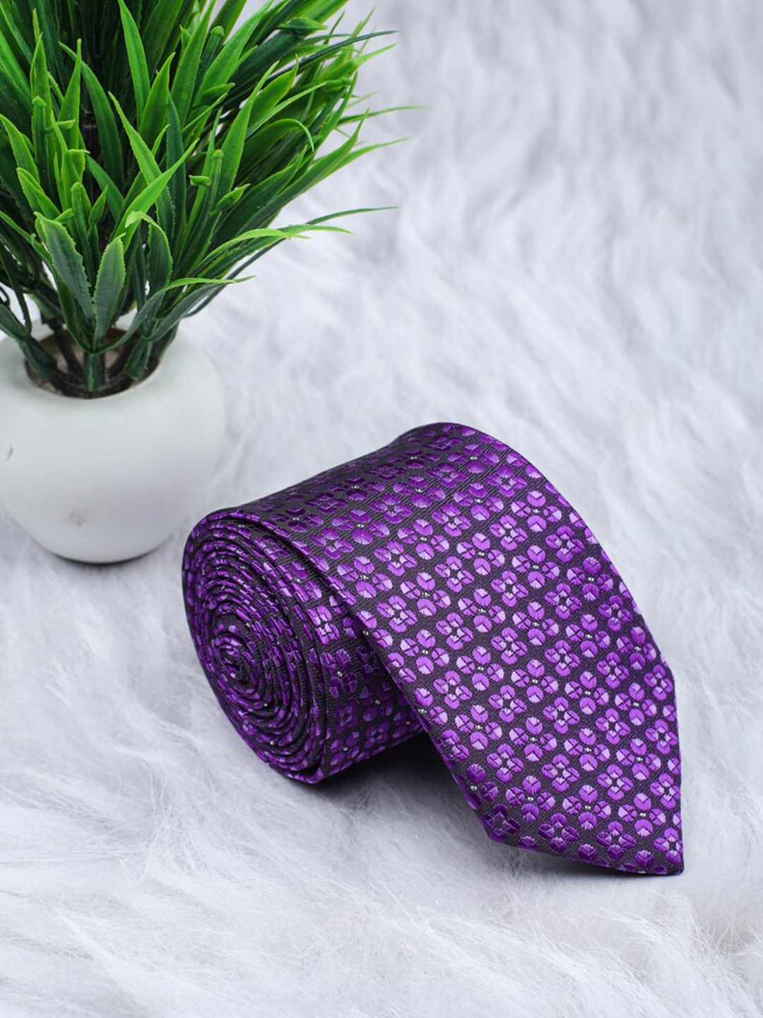 

ELLIS Men Purple Printed Broad Tie