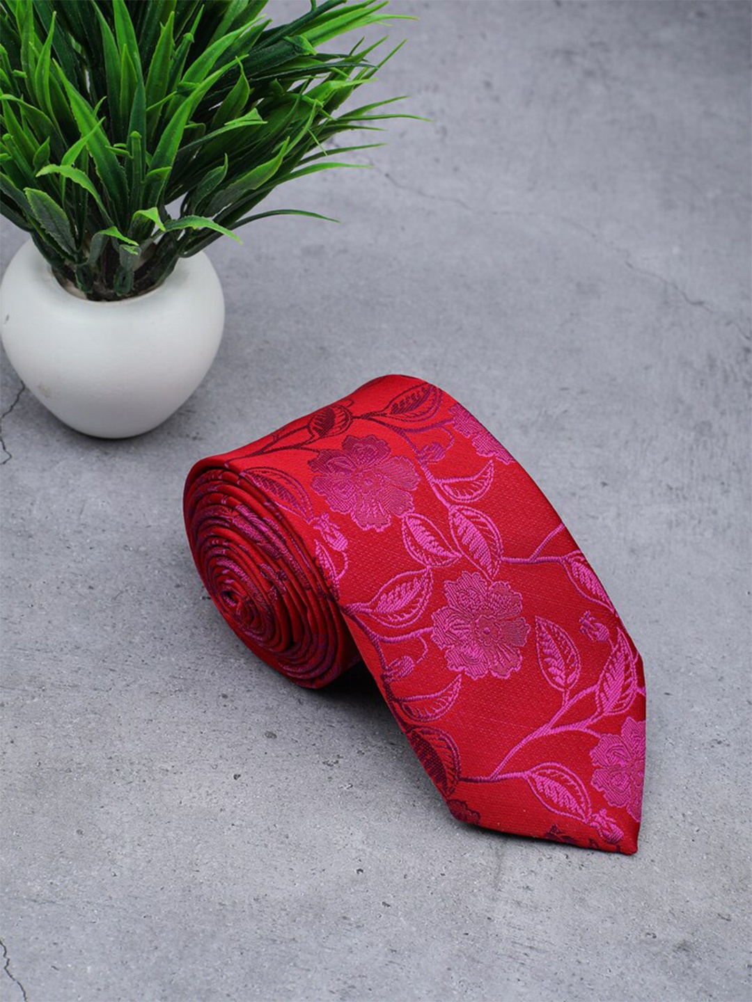 

ELLIS Men Red & Pink Floral Printed Broad Tie