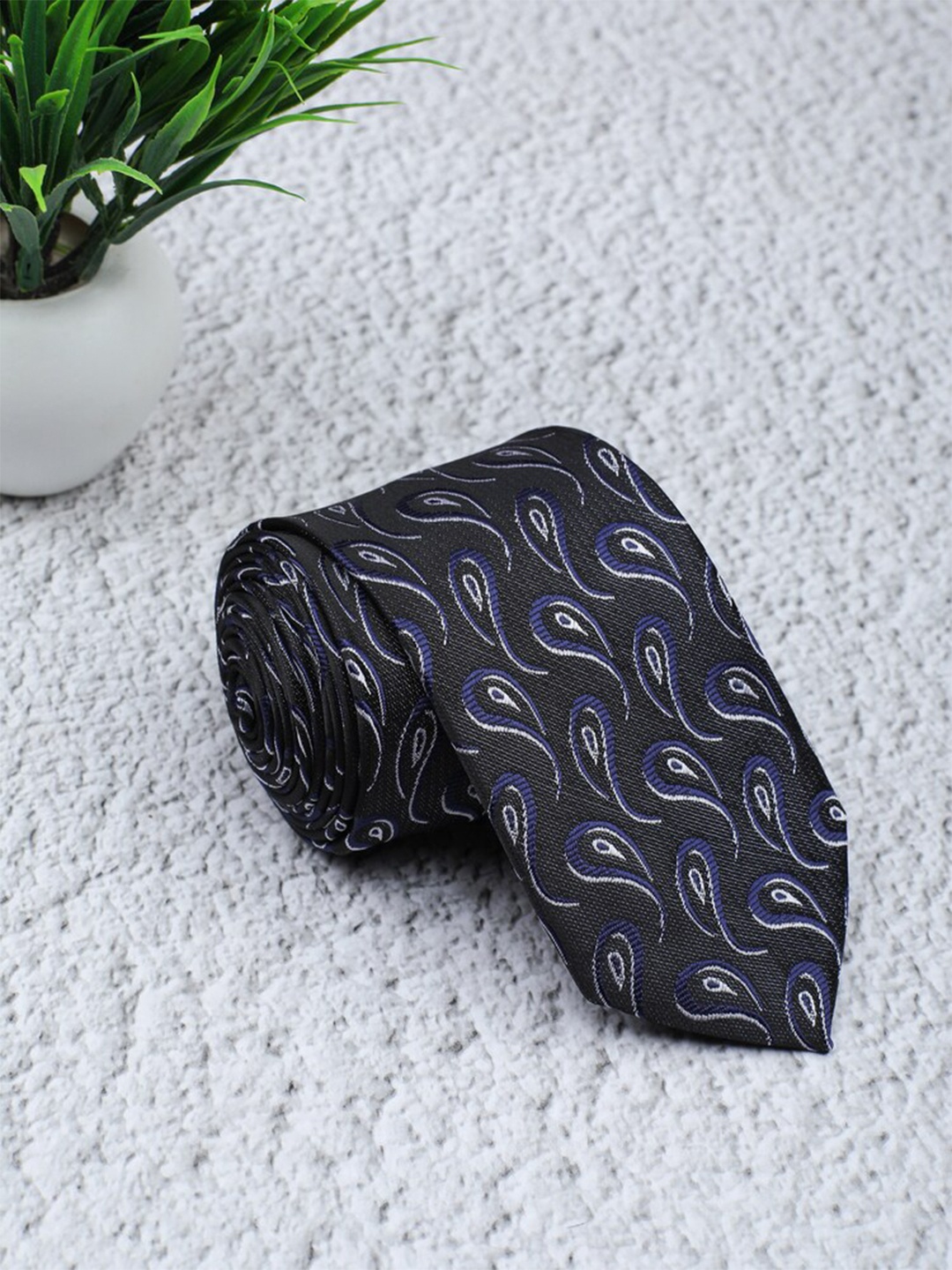 

ELLIS Men Black & Blue Woven Design Broad Tie