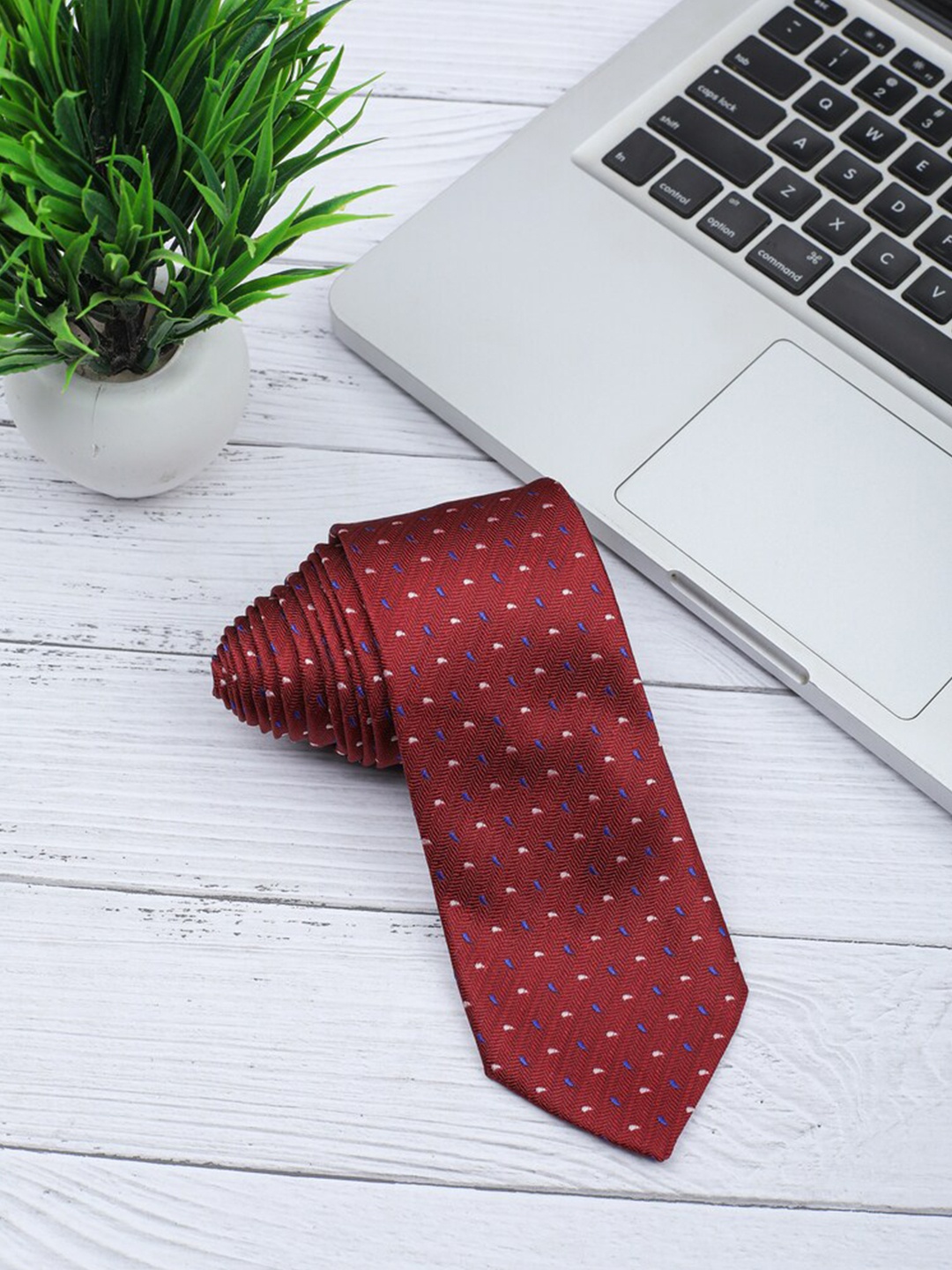 

ELLIS Men Red & White Printed Broad Tie