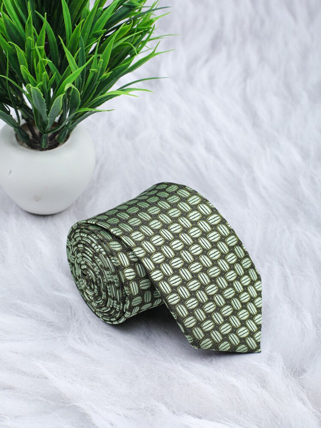 

ELLIS Men Green Printed Broad Tie