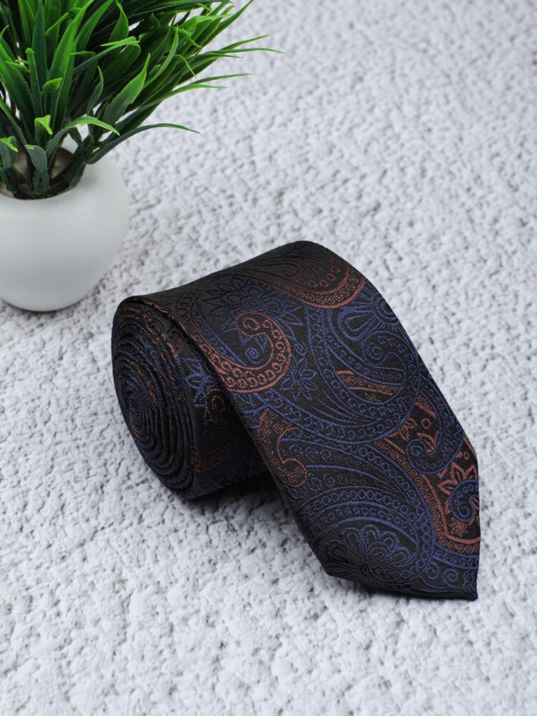 

ELLIS Men Blue & Brown Woven Design Broad Tie