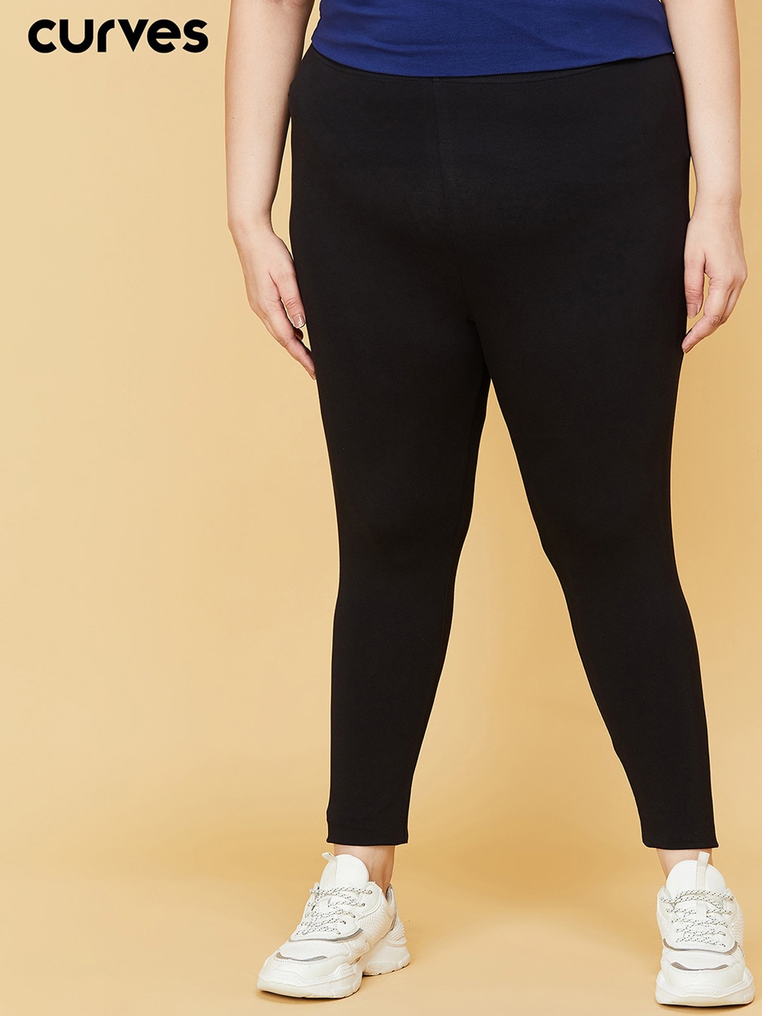 

Max Plus Size Women Black Solid Ankle Length Leggings