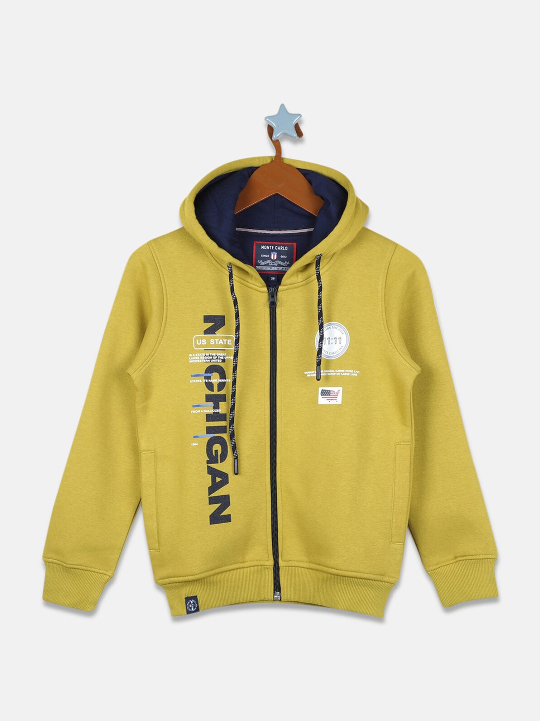 

Monte Carlo Boys Yellow Printed Hooded Sweatshirt