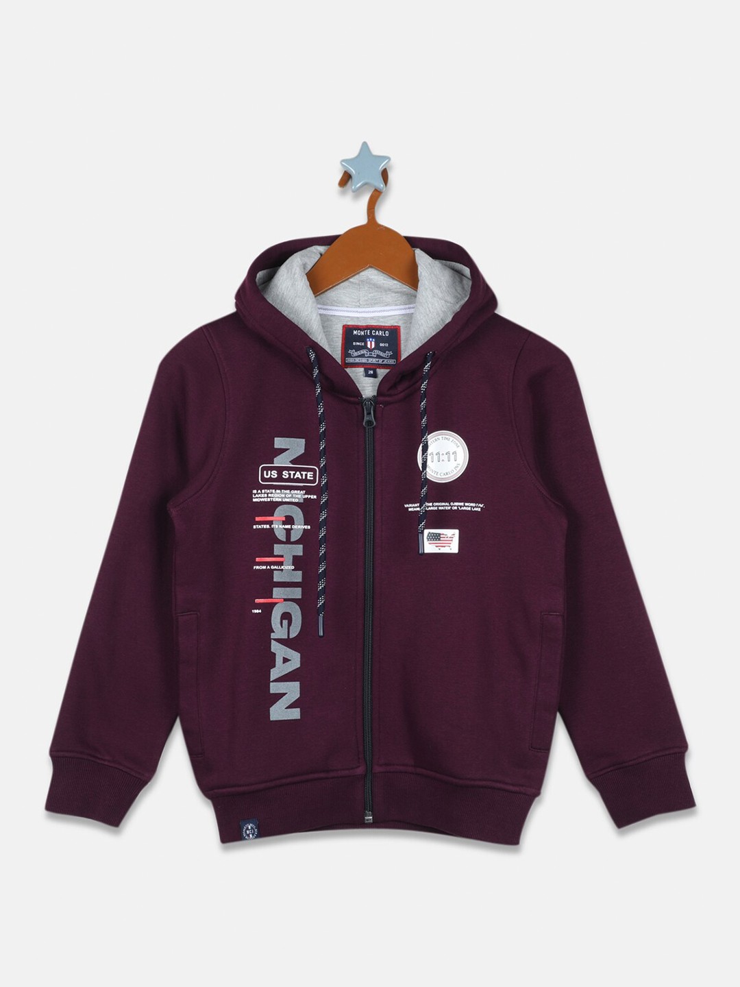 

Monte Carlo Boys Purple Printed Hooded Sweatshirt