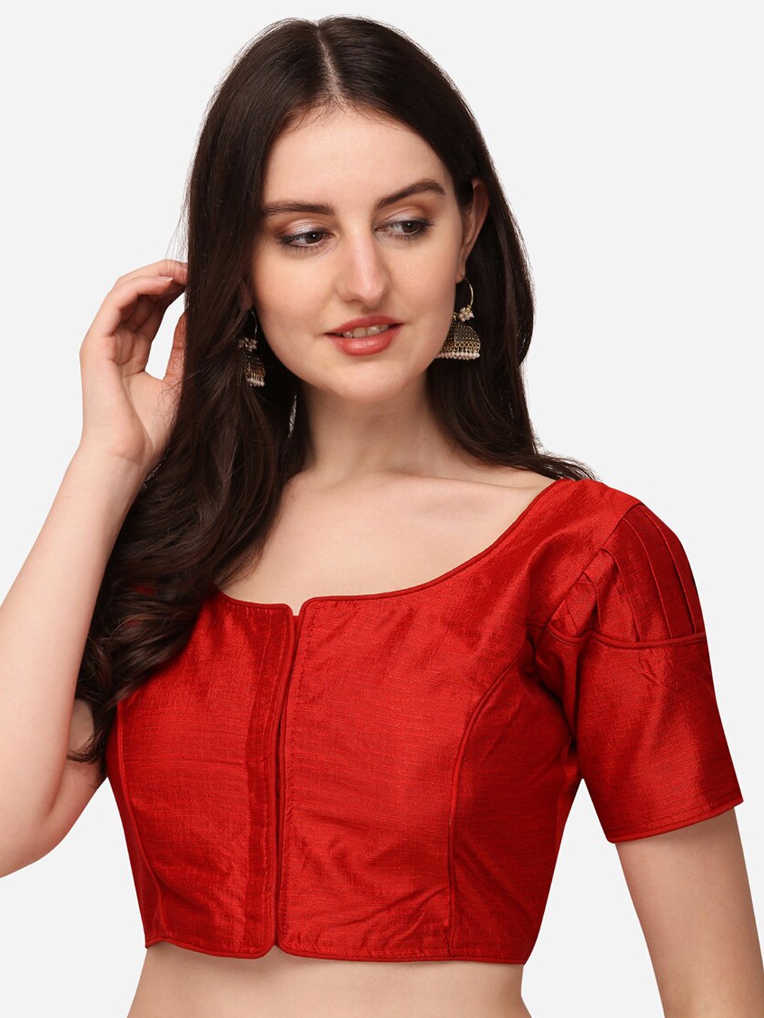 

PUJIA MILLS Women Red Solid Saree Blouse