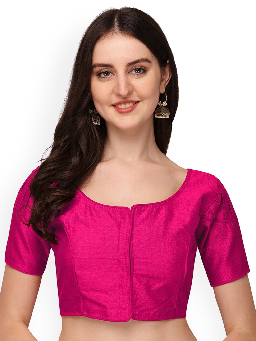 

PUJIA MILLS Pink Solid Saree Blouse