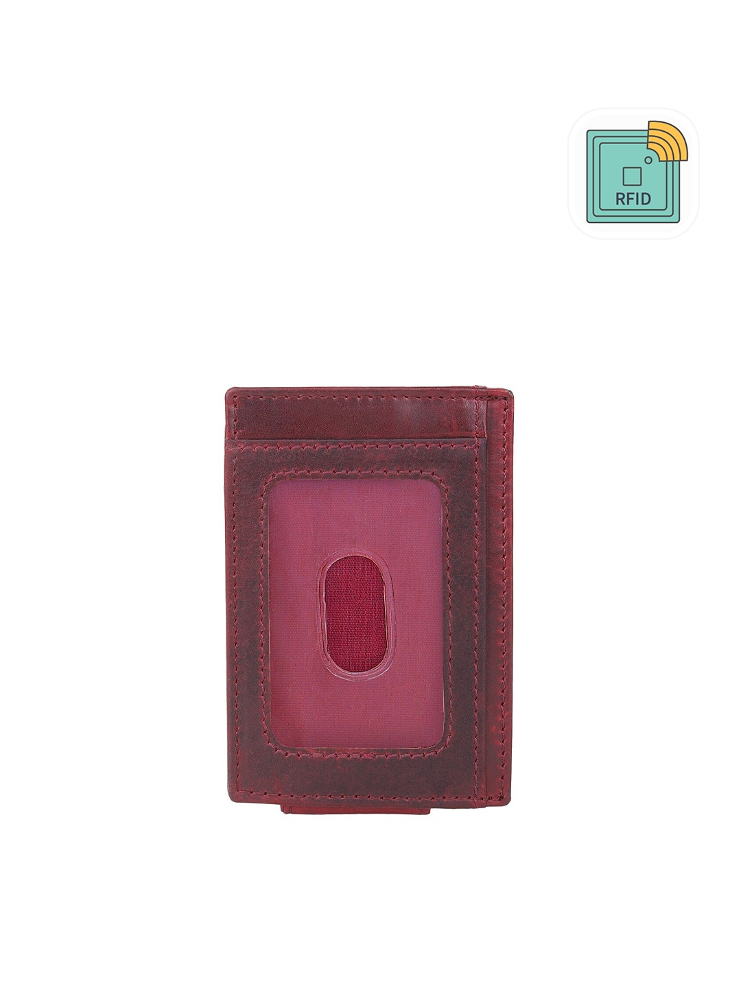 

SAMTROH Adults Maroon Leather Card Holder