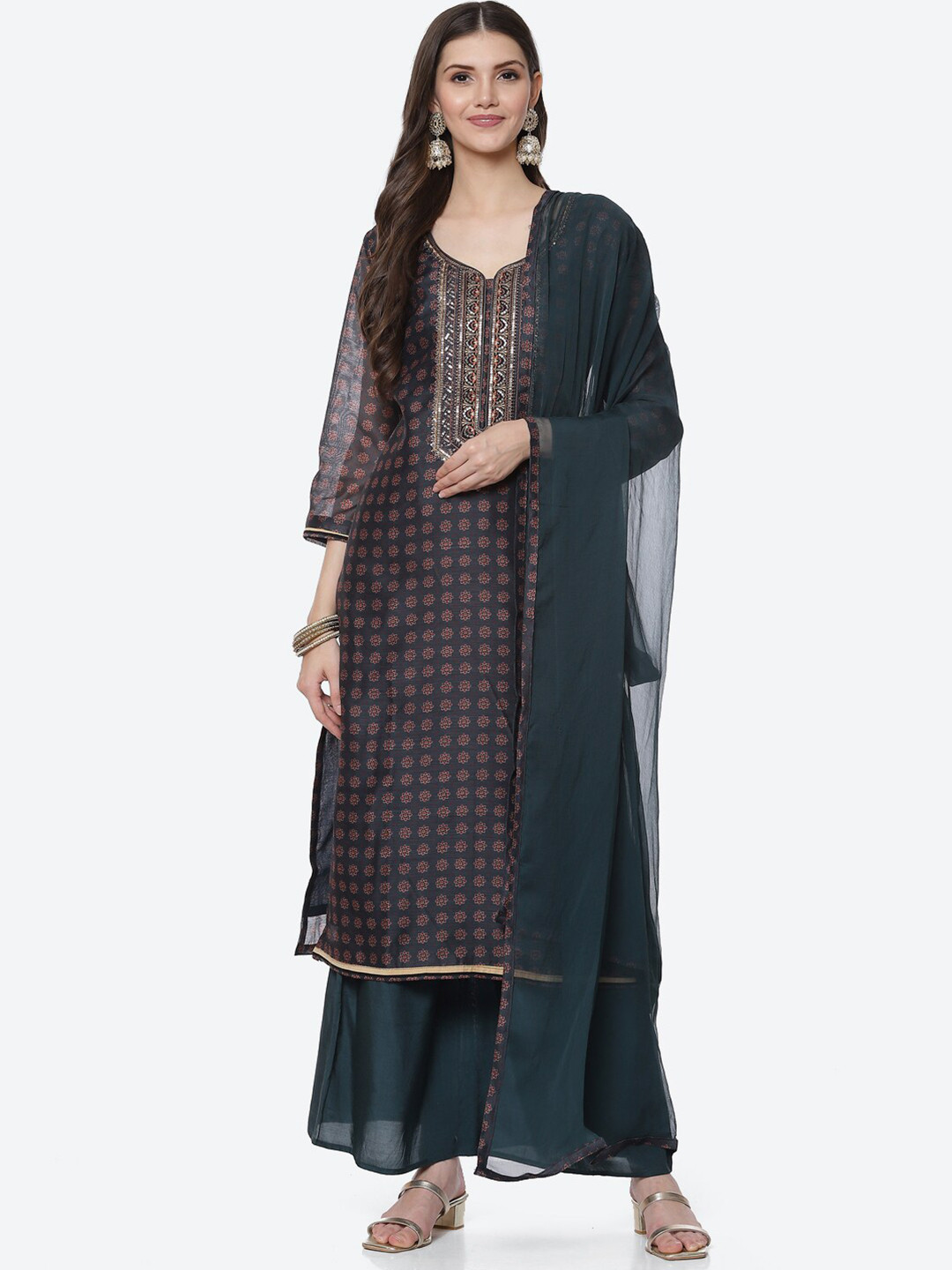 

Biba Blue & Red Unstitched Dress Material