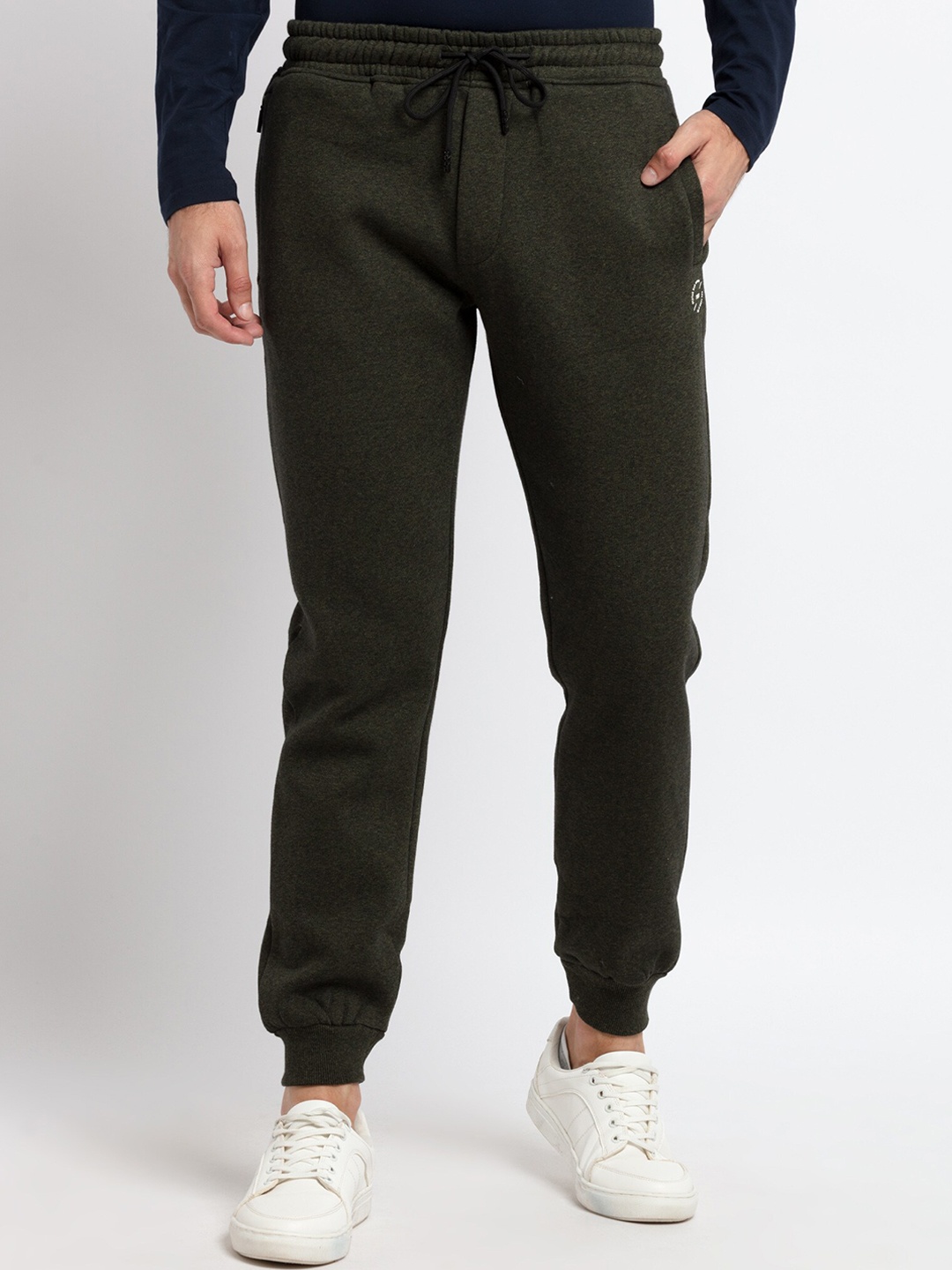 

Status Quo Men Olive Green Cotton Regular Fit Joggers
