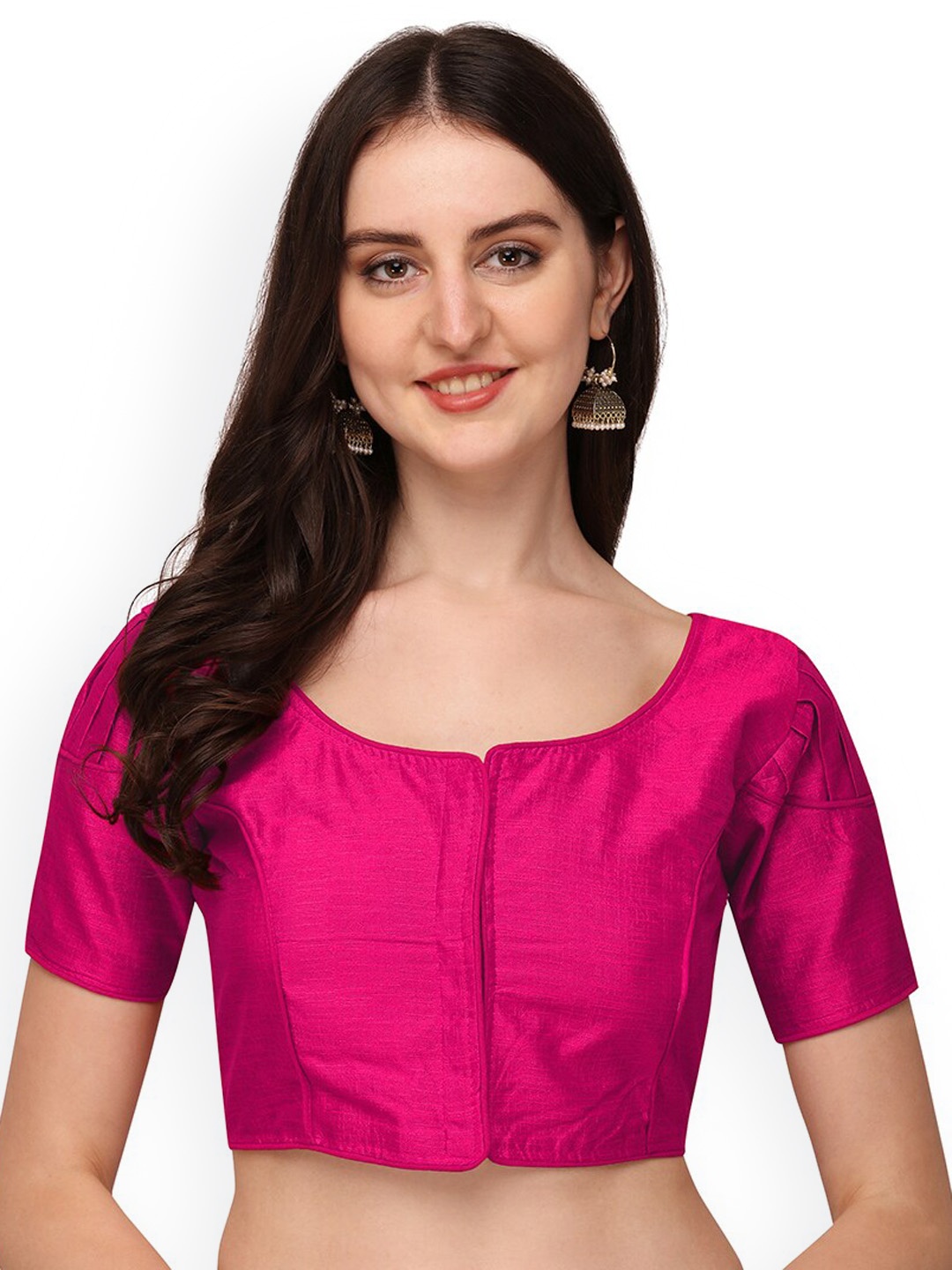 

Sumaira Tex Pink Solid Shoulder Frill Saree Blouse