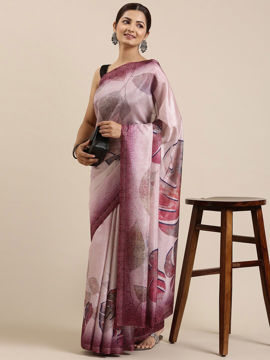 

The Chennai Silks Pink & White Floral Saree