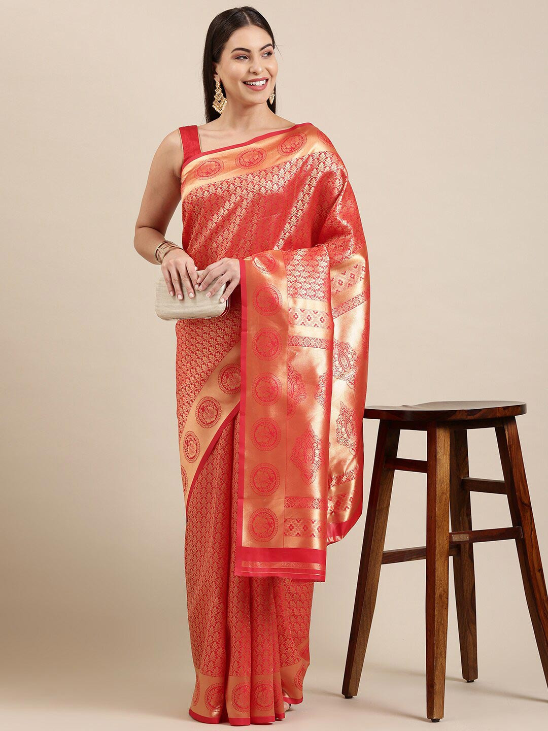 

The Chennai Silks Red Floral Woven Design Patola Saree