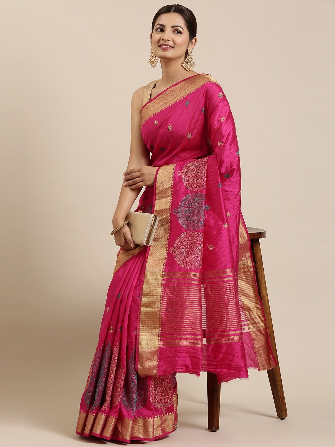 

The Chennai Silks Magenta Embellished Embroidered Banarasi Saree