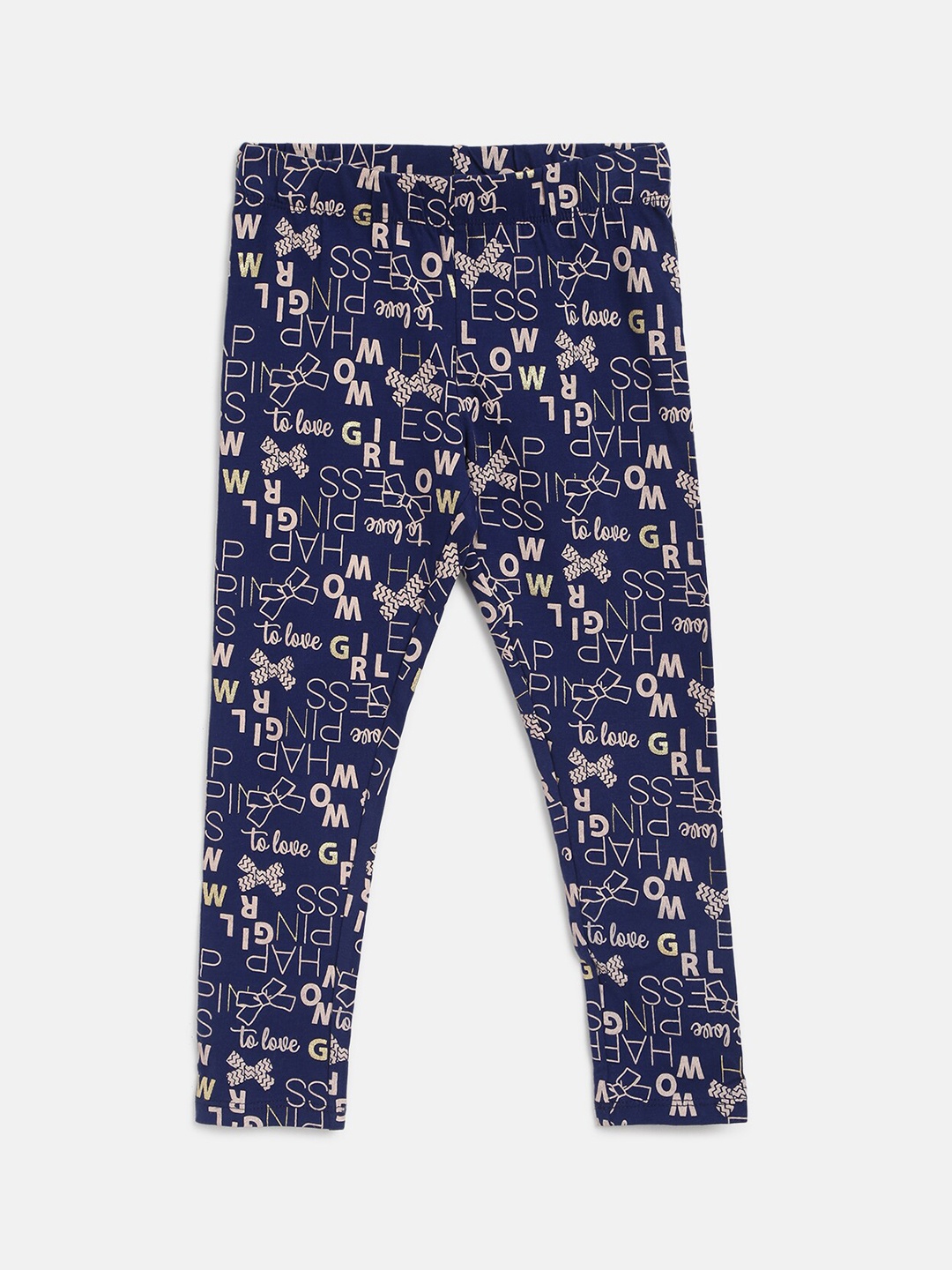 Chicco Girls Navy Blue & Pink Printed Ankle-Length Leggings