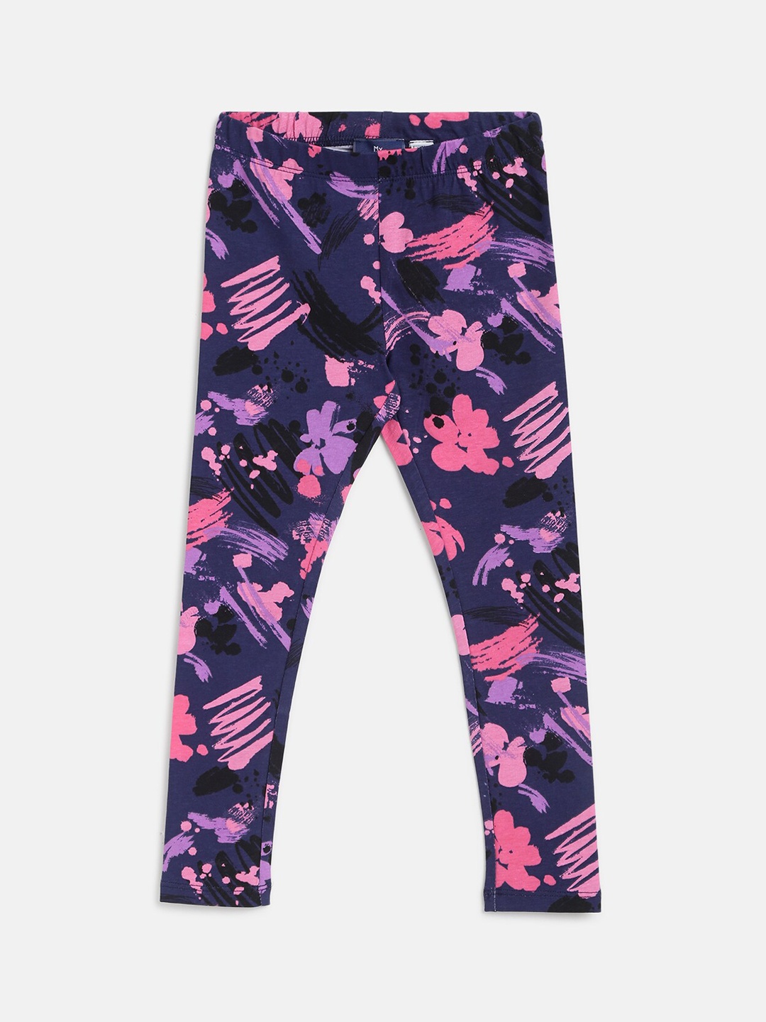 

Chicco Girls Navy Blue & Pink Printed Ankle-Length Leggings