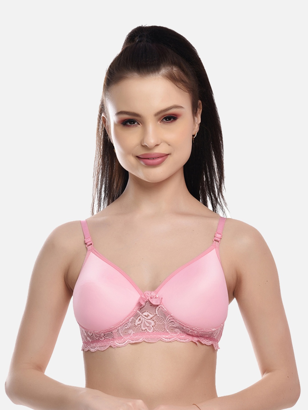 

FIMS Pink Solid Bra Lightly Padded