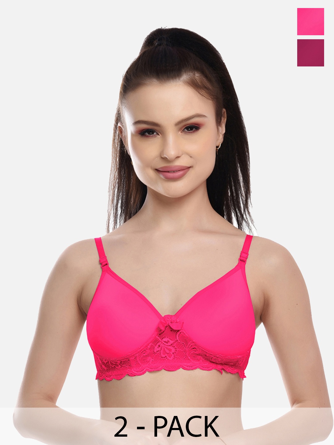 

FIMS Pack Of 2 Fuchsia & Purple Bra Lightly Padded