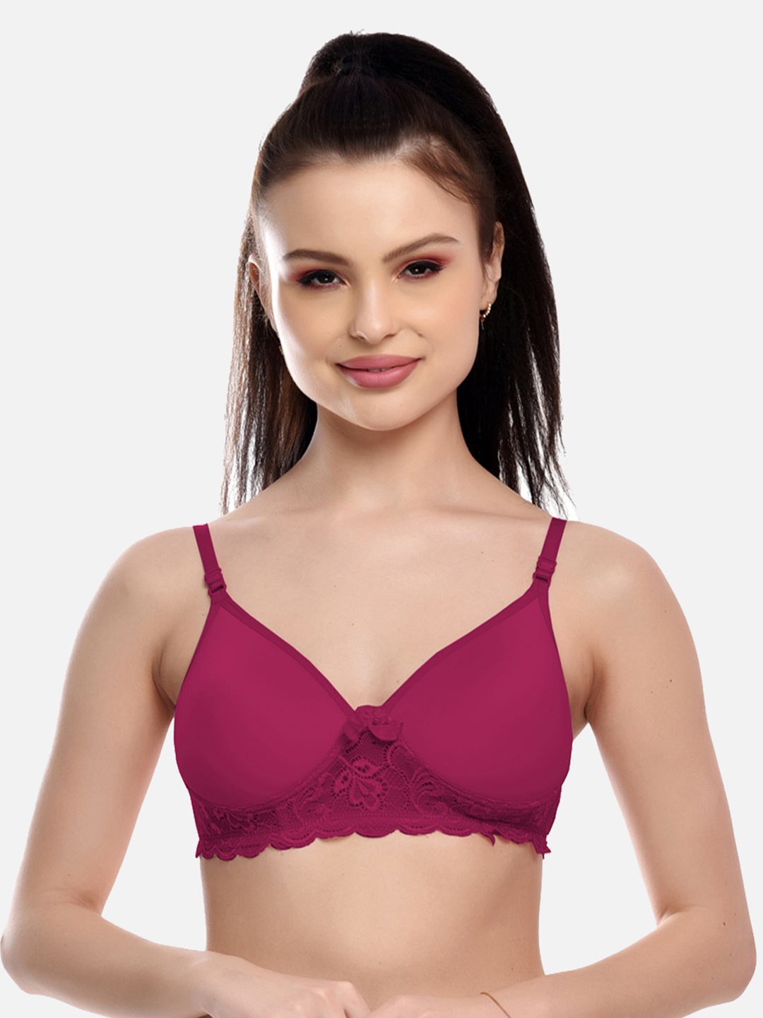 

FIMS Women Purple Cotton lace Padded Bra