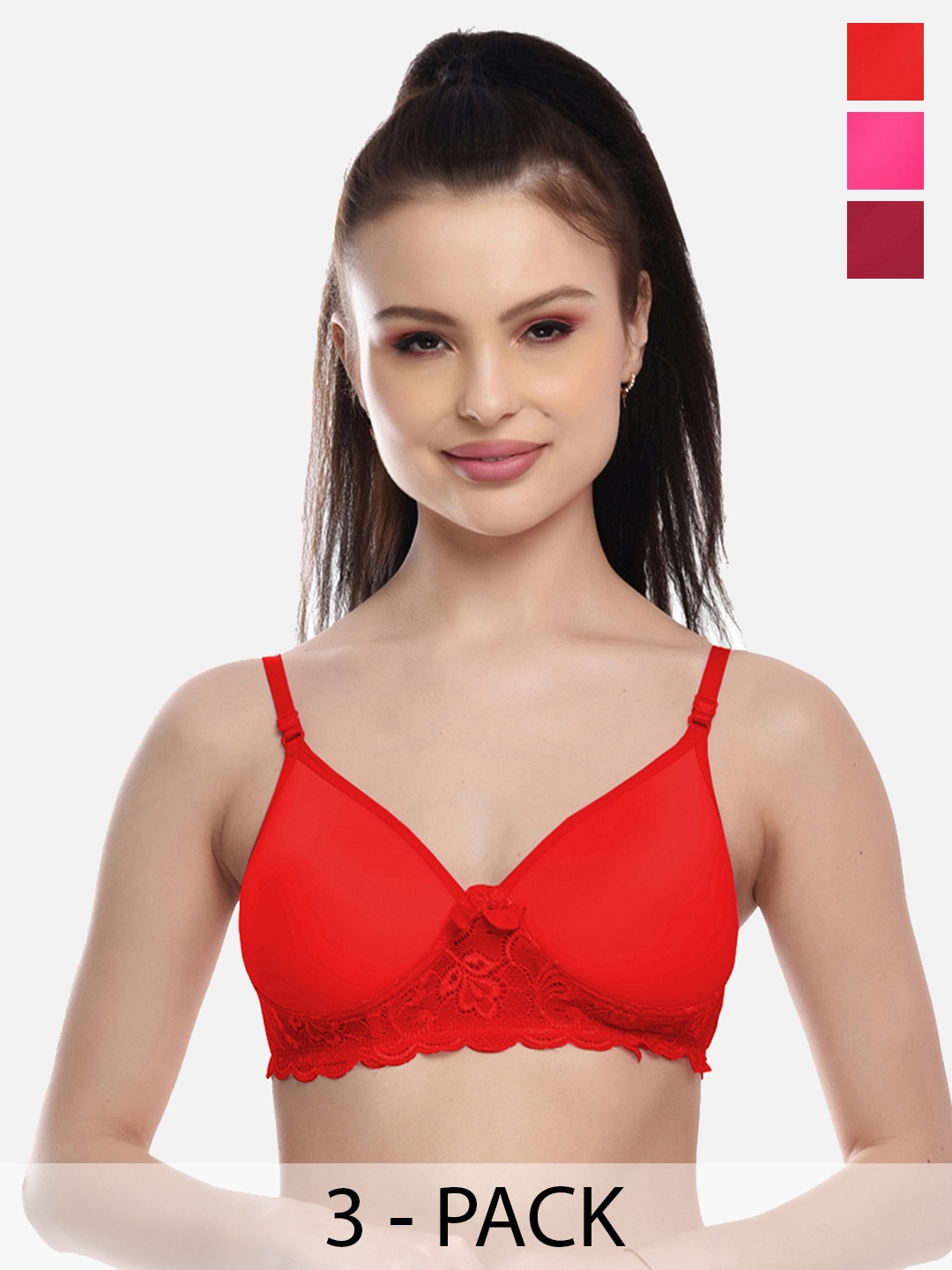 

FIMS Women Red & Maroon Bra Lightly Padded