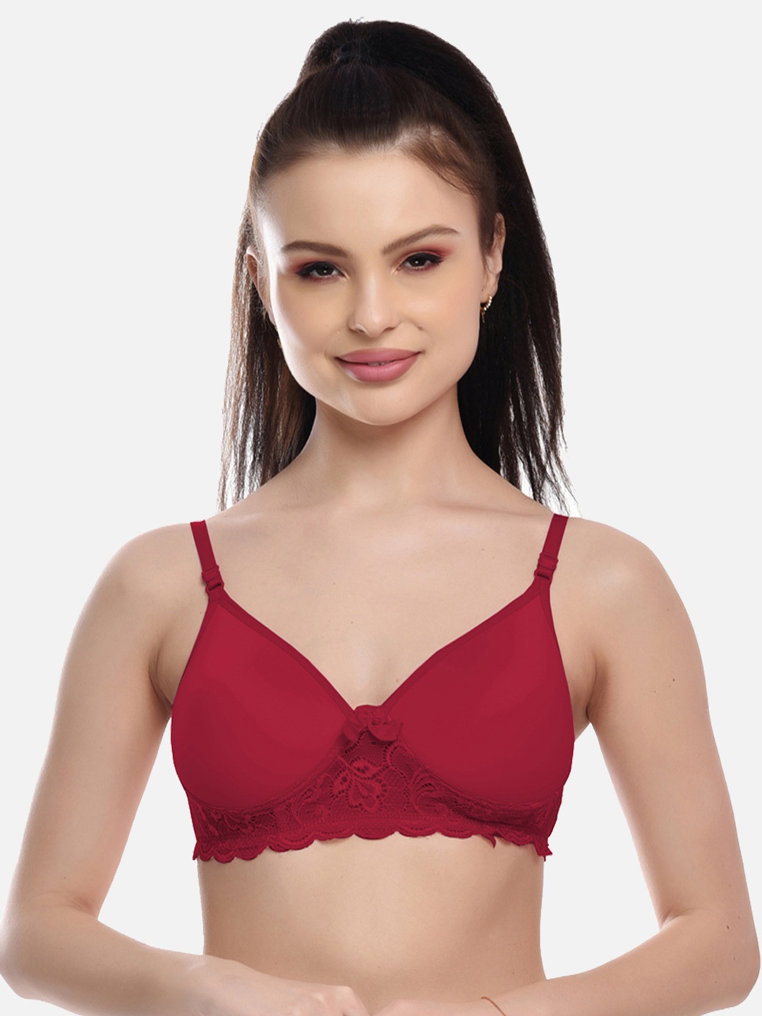 

FIMS Women Maroon Cotton Lace Padded Bra