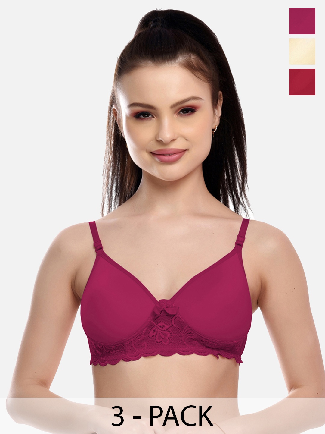 

FIMS Purple & Cream-Coloured Bra Lightly Padded