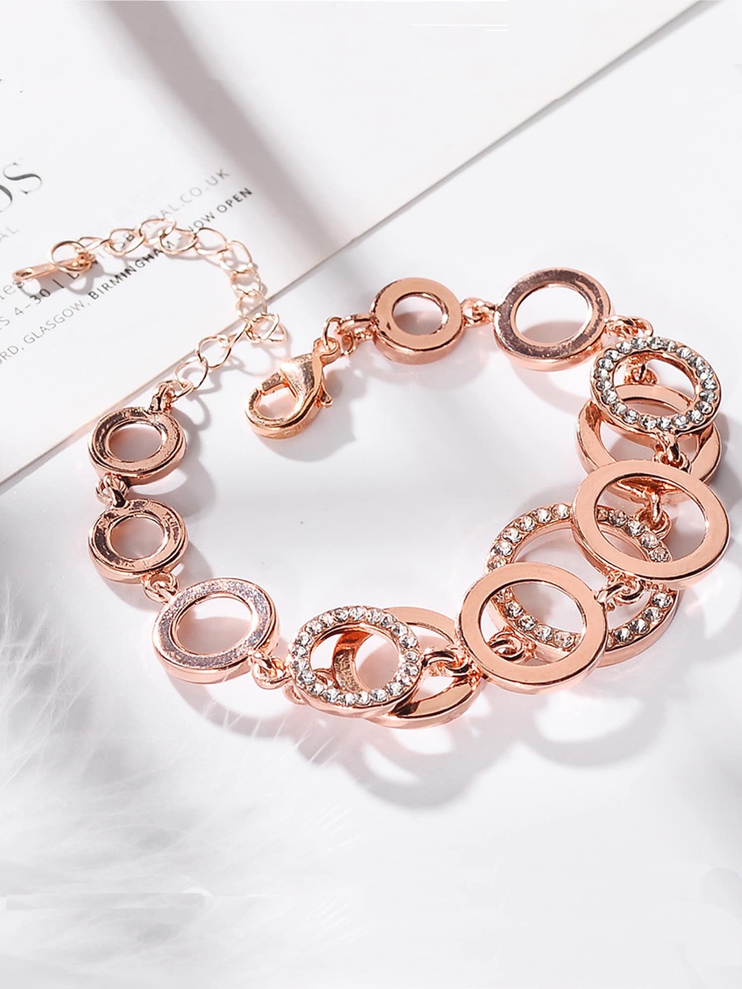 

Vembley Women Rose Gold & White Cubic Zirconia Rose Gold-Plated Wraparound Bracelet
