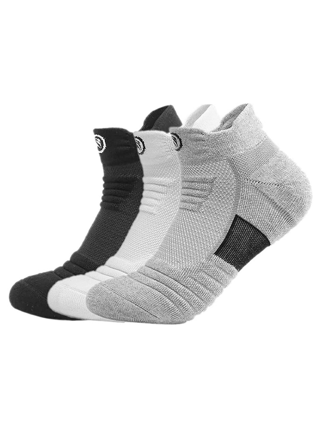 

YOUSTYLO Pack of 3 Patterned Ankle Length Socks, Grey