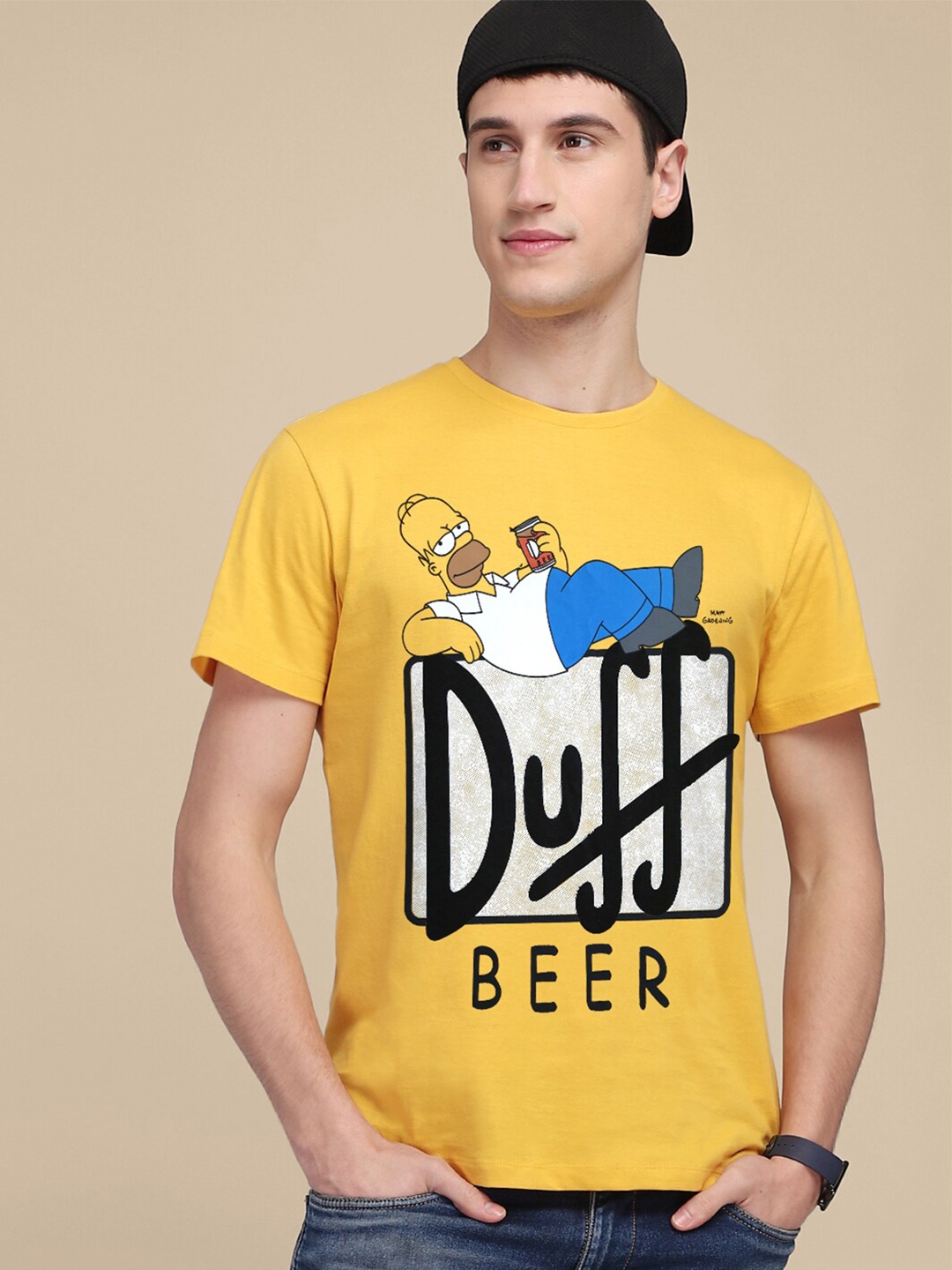 

Free Authority Men Simpsons Printed Pure Cotton Tshirt, Yellow