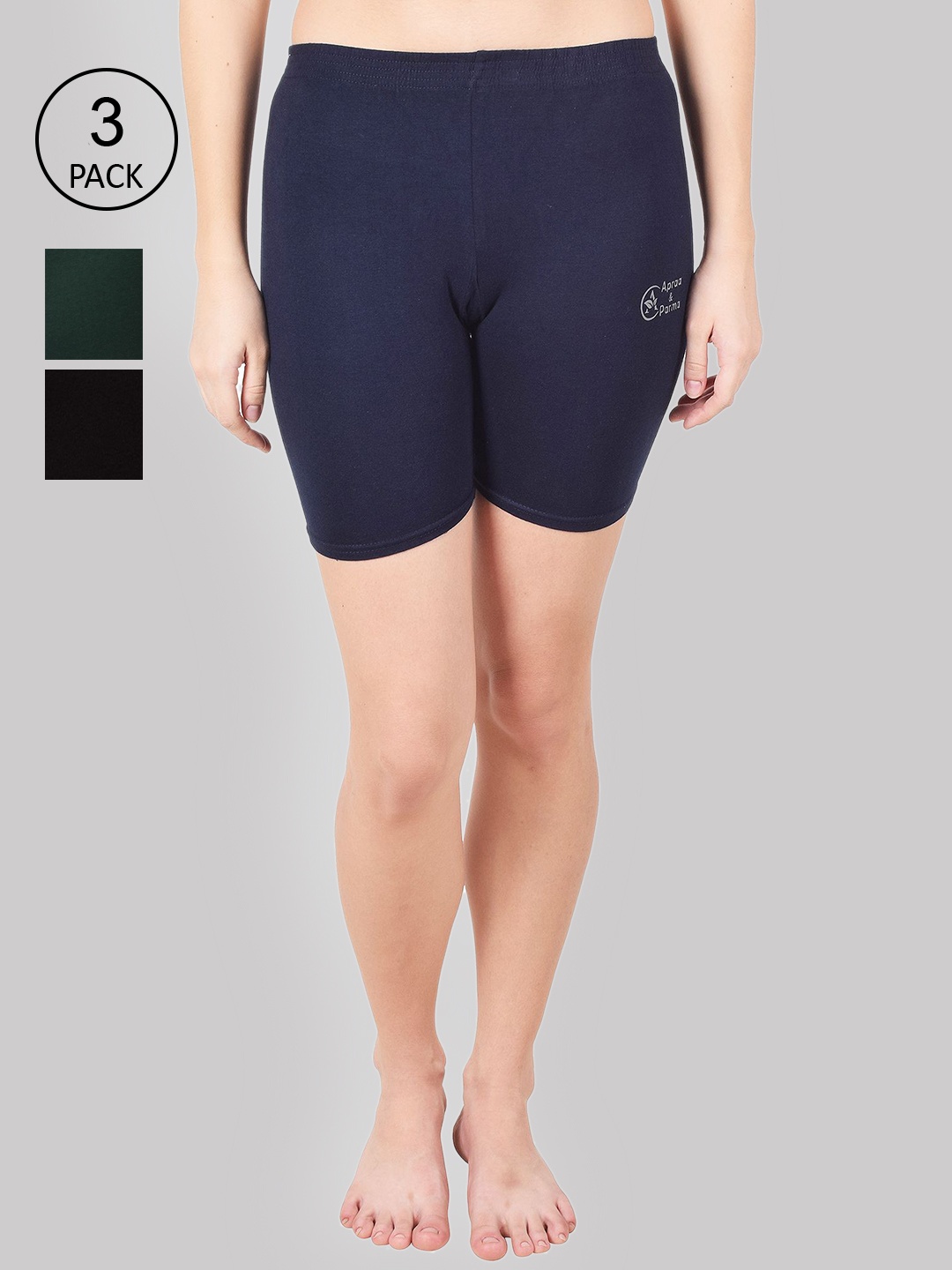 

Apraa & Parma Women Black Set Of 3 Slim Fit Cycling Sports Shorts