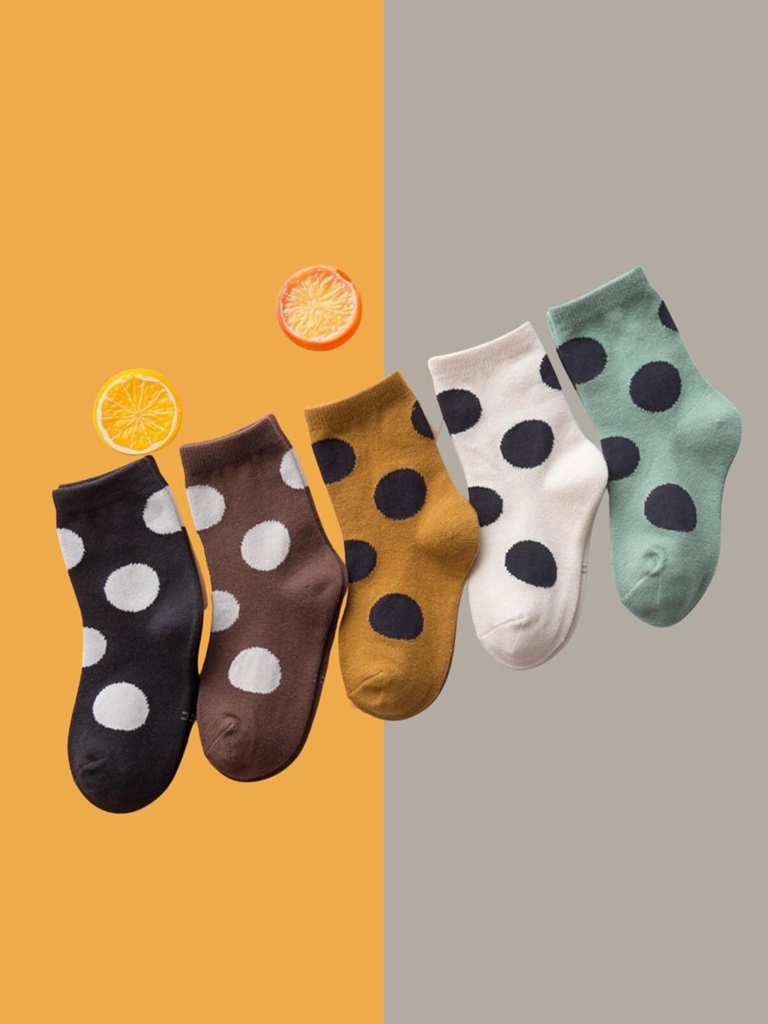 

YOUSTYLO Kids Pack Of 5 Patterned Cotton Ankle-Length Socks, Grey